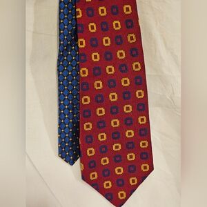 Vintage Tommy Hilfiger Two-patterned Tie, Mens, Red, Blue, Gold